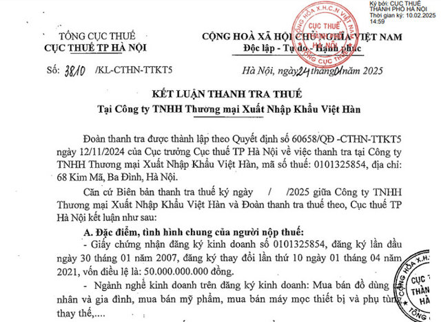 Điện máy Việt Hàn bị phạt và truy thu 1,7 tỷ đồng do vi phạm thuế - Ảnh 1