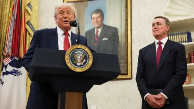 Tổng thống Donald Trump ph&aacute;t biểu tại lễ nhậm chức của t&acirc;n Đại sứ Mỹ tại Trung Quốc h&ocirc;m 7/5 (Ảnh: Reuters)