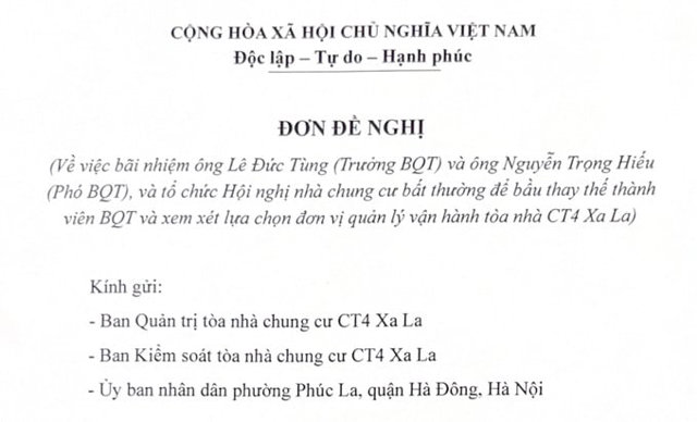 Nhiều cư d&acirc;n chung cư CT4 Xa La y&ecirc;u cầu bầu lại BQT c&agrave;ng trở n&ecirc;n cấp thiết hơn bao giờ hết.
