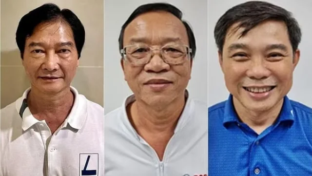 C&aacute;c bị can Huỳnh Tuấn &Acirc;n, Trần Ngọc Linh, Nguyễn Th&agrave;nh Ng&ocirc;n (từ tr&aacute;i sang). Ảnh: BCA.