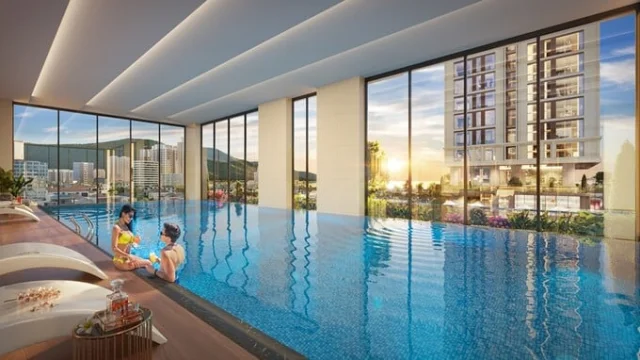Bể bơi bốn m&ugrave;a thuộc tổ hợp - Ảnh phối cảnh minh họa Sun Property