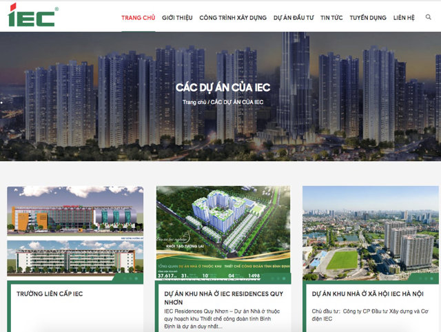 C&aacute;c dự&nbsp; &aacute;n của C&ocirc;ng ty cổ phần Đầu tư x&acirc;y dựng v&agrave; Cơ Điện IEC