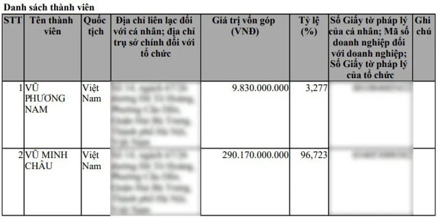 Cơ cấu cổ đ&ocirc;ng của Bảo T&iacute;n Minh Ch&acirc;u.
