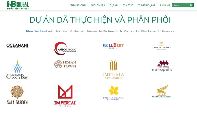 Nh&acirc;n B&igrave;nh Invest giới thiệu c&aacute;c dự &aacute;n bất động sản đ&atilde; thực hiện v&agrave; ph&acirc;n phối.