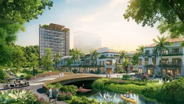 Kiến tr&uacute;c t&ograve;a th&aacute;p The Xanh 2 h&ograve;a quyện tinh tế trong tổng thể cảnh quan (Ảnh: Sun Property) &nbsp;