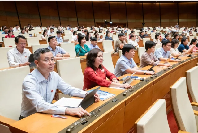 C&aacute;c đại biểu Quốc hội tham gia biểu quyết tại Quốc hội (Ảnh: Phạm Thắng). &nbsp;
