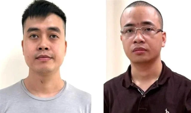 Bị can Ho&agrave;ng Quang Thịnh (tr&aacute;i) v&agrave; La Khắc Minh - Ảnh: Bộ C&ocirc;ng an.