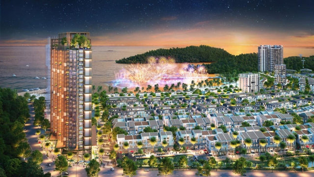 Phối cảnh tại Th&agrave;nh phố Vịnh Trung t&acirc;m Xanh Island
