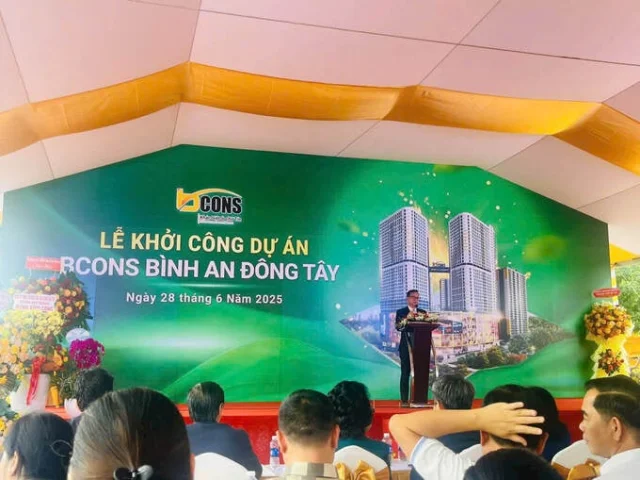 S&aacute;ng 28/6/2025, Tập đo&agrave;n Bcons tổ chức &ldquo;Lễ khởi c&ocirc;ng dự &aacute;n Bcons B&igrave;nh An - Đ&ocirc;ng T&acirc;y&rdquo; (tọa lạc tại đường Thống Nhất, phường Đ&ocirc;ng H&ograve;a, th&agrave;nh phố Dĩ An, tỉnh B&igrave;nh Dương, sau ng&agrave;y 1/7 l&agrave; phường Đ&ocirc;ng H&ograve;a, TP.HCM).