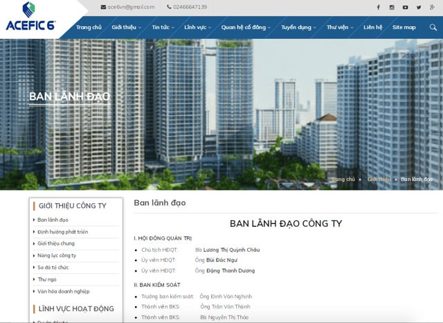 Ban l&atilde;nh đạo của C&ocirc;ng ty ACE 6 Việt Nam. Ảnh chụp m&agrave;n h&igrave;nh &nbsp;
