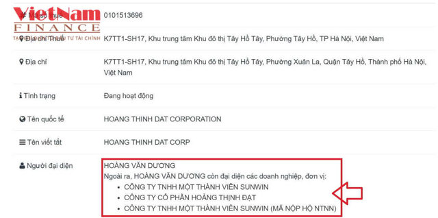 Ngo&agrave;i l&agrave;m người đại diện của&nbsp;Ho&agrave;ng Thịnh Đạt, &ocirc;ng Nguyễn Văn Dơơng c&ograve;n l&agrave;m đại diện ph&aacute;p luật của nhiều c&ocirc;ng ty kh&aacute;c