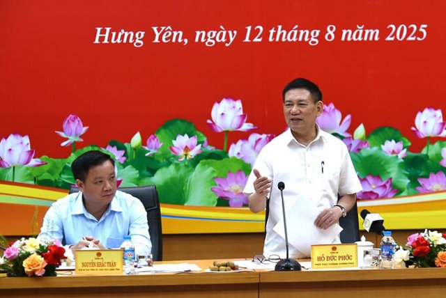 Ph&oacute; thủ tướng Hồ Đức Phớc l&agrave;m việc với tỉnh Hưng Y&ecirc;n.