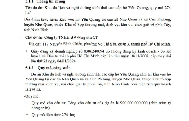 Bất động sản CT đề xuất l&agrave;m khu du lịch sinh th&aacute;i quy m&ocirc; 274ha tại Ninh B&igrave;nh.