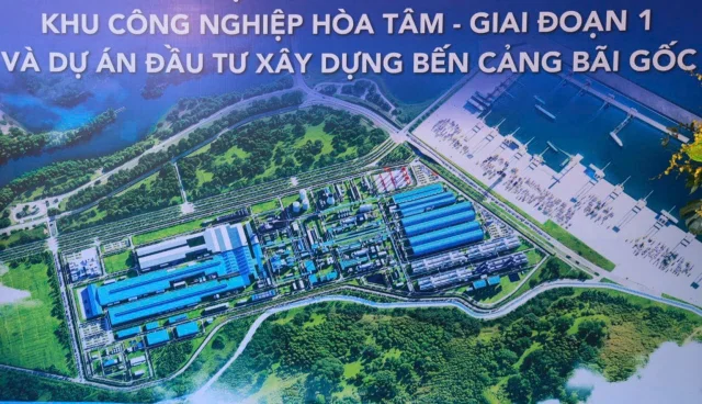 Phối cảnh dự &aacute;n Khu c&ocirc;ng nghiệp H&ograve;a T&acirc;m - Giai đoạn 1 v&agrave; dự &aacute;n Đầu tư x&acirc;y dựng bến cảng B&atilde;i Gốc.