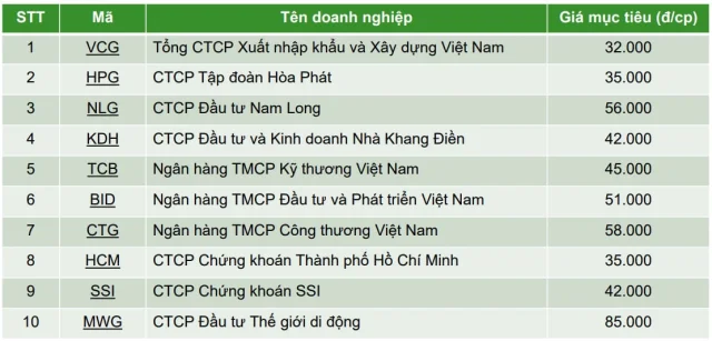 Danh mục 10 cổ phiếu tiềm năng cho nửa cuối năm 2025 (Nguồn: Agriseco Research)