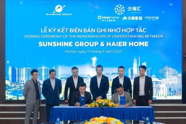 L&atilde;nh đạo Sunshine Group v&agrave; Haier Home k&yacute; bi&ecirc;n bản ghi nhớ hợp t&aacute;c. &nbsp;