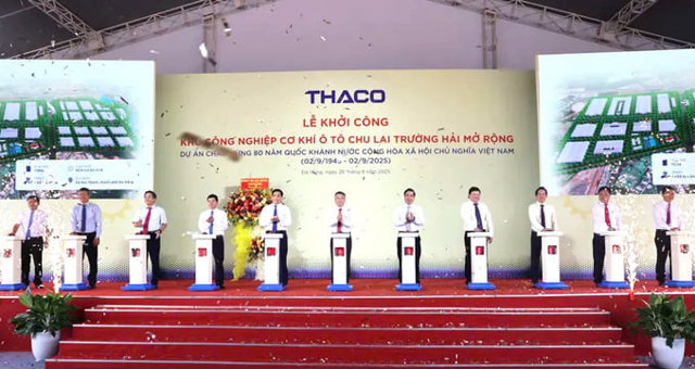 Nghi thức khởi c&ocirc;ng Khu c&ocirc;ng nghiệp cơ kh&iacute; &ocirc; t&ocirc; Chu Lai - Trường Hải (ảnh TN)