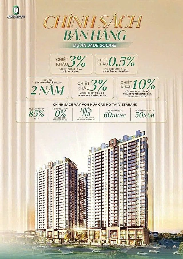 Jade Square &ldquo;chơi lớn&rdquo; hỗ trợ vay tới 85% gi&aacute; trị căn hộ.&nbsp;
