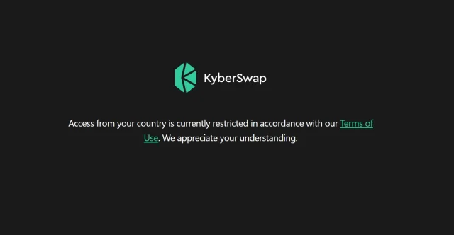 Website của&nbsp;KyberSwap chặn truy cập từ Việt Nam.