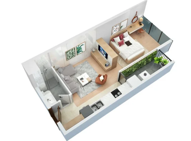 Bố tr&iacute; kh&ocirc;ng gian th&ocirc;ng minh của căn studio 38m2 tại The Ninety Complex khiến Soojin th&iacute;ch th&uacute; &nbsp;
