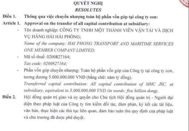 MHC muốn thoái vốn toàn bộ công ty con hoạt động trong lĩnh vực dịch vụ vận tải - Ảnh 1